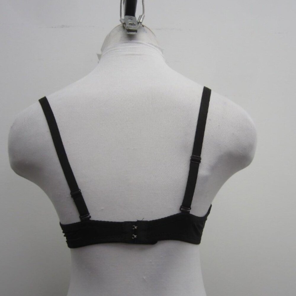 Womens Clear Silvertone Back Faceted Bead Bedazzled Black Underwire Bra Size M - Picture 4 of 5